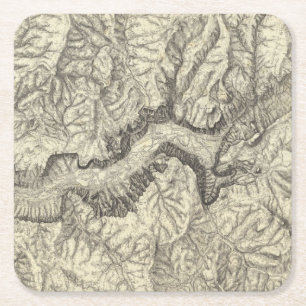 Porta-copo De Papel Quadrado Mapa topográfico do vale de Yosemite
