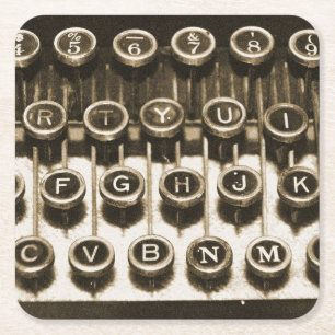 Porta-copo De Papel Quadrado Máquina de escrever do vintage