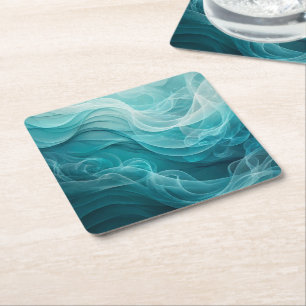 Porta-copo De Papel Quadrado Mar Azul Turquesa Sonho Giratório