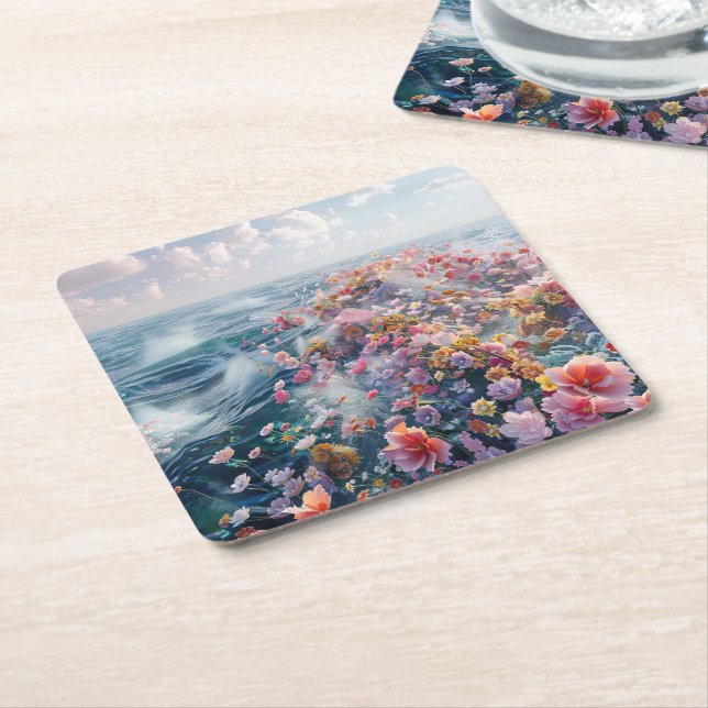 Porta-copo De Papel Quadrado Mar de Azaleas (Inclinado)