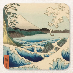 Porta-copo De Papel Quadrado Mar Japonês de Satta Hiroshige Art
