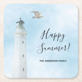 Porta-copo De Papel Quadrado Mar náutico de farol