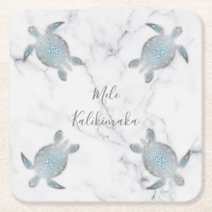 Porta-copo De Papel Quadrado Marble Mele Kalikimaka 