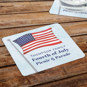 Porta-copo De Papel Quadrado Marca Americana Simples Azul Vermelho Cor-de-Água