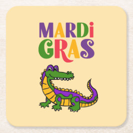 Porta-copo De Papel Quadrado Mardi Gras Alligator, Mardi Gras Party