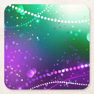 Porta-copo De Papel Quadrado Mardi Gras Festivo Purple Background