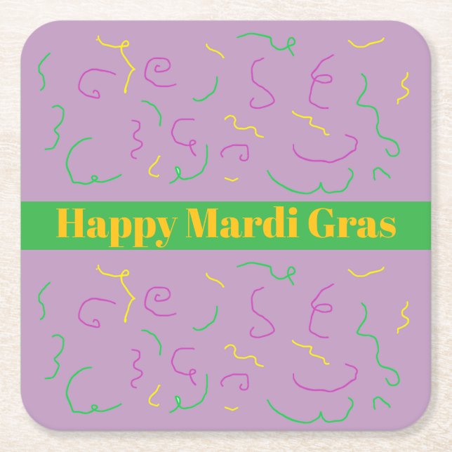 Porta-copo De Papel Quadrado Mardi Gras Napkins (Frente)