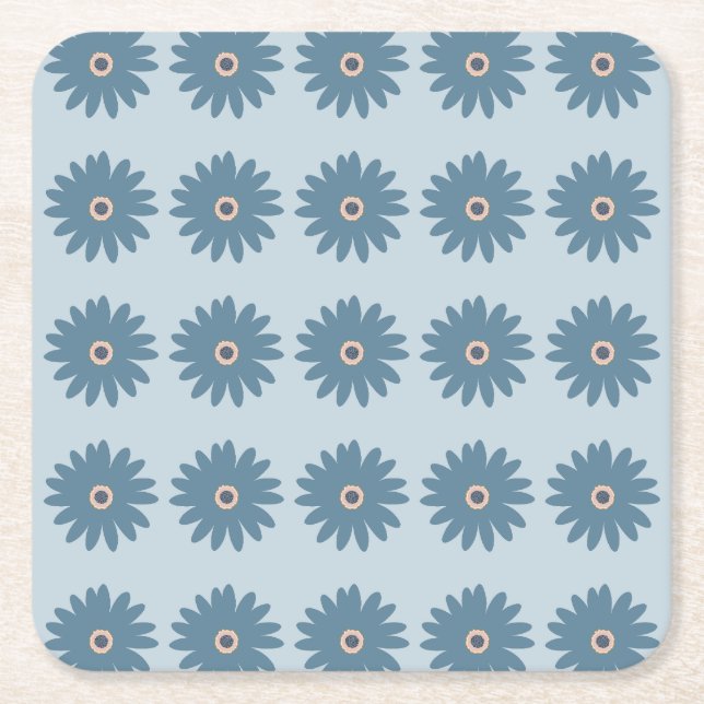 Porta-copo De Papel Quadrado Margarida Azul (Frente)