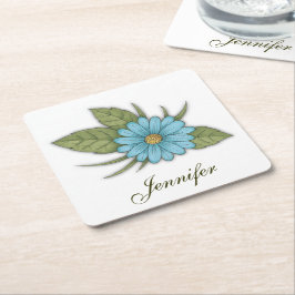 Porta-copo De Papel Quadrado Margarida Azul Personalizável