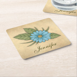 Porta-copo De Papel Quadrado Margarida Azul Personalizável