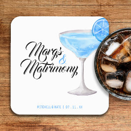 Porta-copo De Papel Quadrado Margs & Matrimony Chá de panela Azul