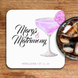 Porta-copo De Papel Quadrado Margs & Matrimony - Chá de panela Rosa