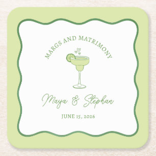 Porta-copo De Papel Quadrado "Margs & Matrimony" Margarida de Limão Simples Cas