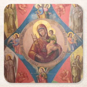 Porta-copo De Papel Quadrado Maria, Jesus e Anjos