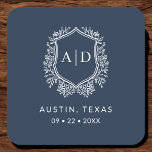 Porta-copo De Papel Quadrado Marinho Azul de Casamento do Monograma Moderno<br><div class="desc">Adicione um toque elegante à sua comemoração com a Porta copos de papel quadrado do Monograma Moderno. Apresentando um sofisticado design de crista monograma, essas portas copos são perfeitas para casamentos, festas de noivado ou chás de panela. A forma quadrada de na moda e as superfícies absorventes de papel de...</div>