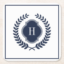 Marinho-Blue Crest Wreath Monogramas