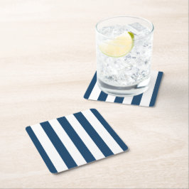 Porta-copo De Papel Quadrado Marinho Blue Stripes, White Stripes, Padrão Stripe