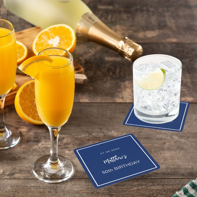 Porta-copo De Papel Quadrado Marinho de aniversário cara de homens brancos mini (Criador carregado)