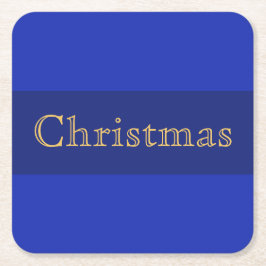 Porta-copo De Papel Quadrado Marinho de Texto de Natal Nostálgico Strips Azul R