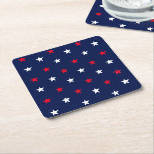 Porta-copo De Papel Quadrado marinho vermelho patriótico estrelas azuis 4 de j