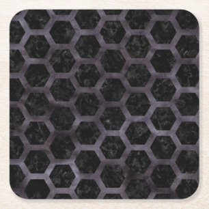 PORTA-COPO DE PAPEL QUADRADO MÁRMORE HEXAGON2 PRETO & AGUARELA PRETA