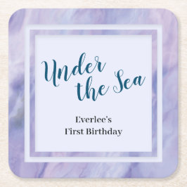 Porta-copo De Papel Quadrado Mármore Roxo Sob O Mar