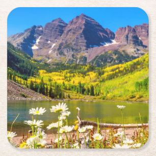 Porta-copo De Papel Quadrado Maroon Bells em Aspen, Colorado