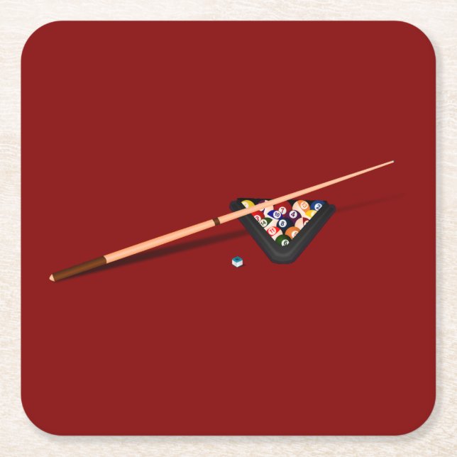 Porta-copo De Papel Quadrado Maroon Billiard Mesa (Frente)