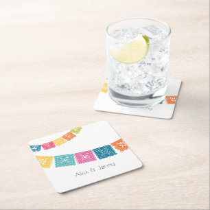 Porta-copo De Papel Quadrado Marriage - Wedding Papel Picado Wedding Favor