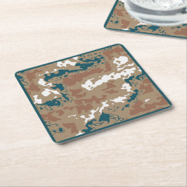 Porta-copo De Papel Quadrado Marrom abstrato Earth Camouflage
