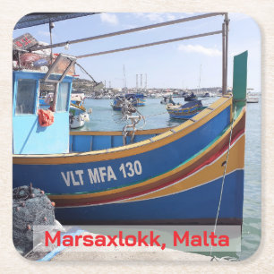Porta-copo De Papel Quadrado Marsaxlokk Barcos De Pesca Malta