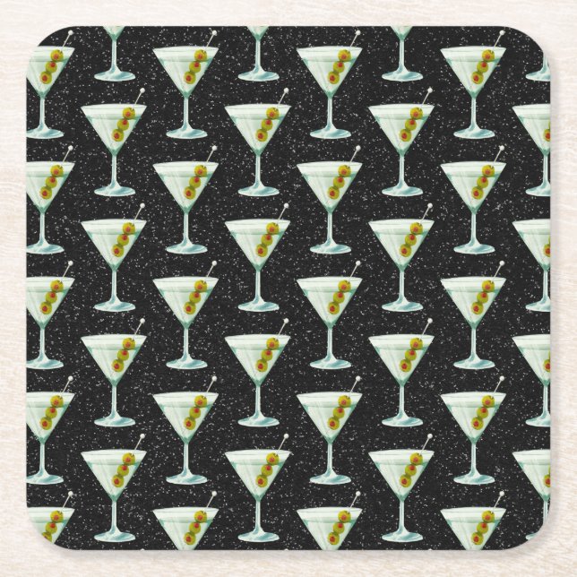 Porta-copo De Papel Quadrado Martini Cocktail Pattern (Frente)