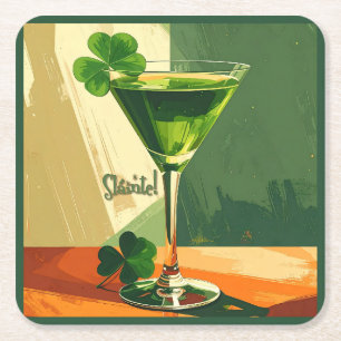 Porta-copo De Papel Quadrado Martini de Shamrock Modernista de Meados de Século