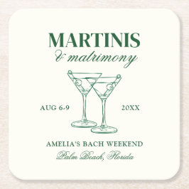 Porta-copo De Papel Quadrado Martinis & Matrimony Bachelorette Weekend