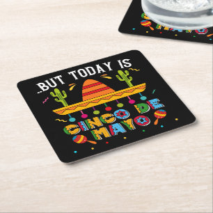 Porta-copo De Papel Quadrado Mas Hoje É Cinco De Mayo, Mexicano Cactus Engraçad