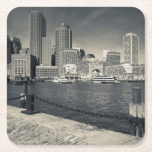 Porta-copo De Papel Quadrado Massachusetts, Boston, edifícios Wharf de Rowe
