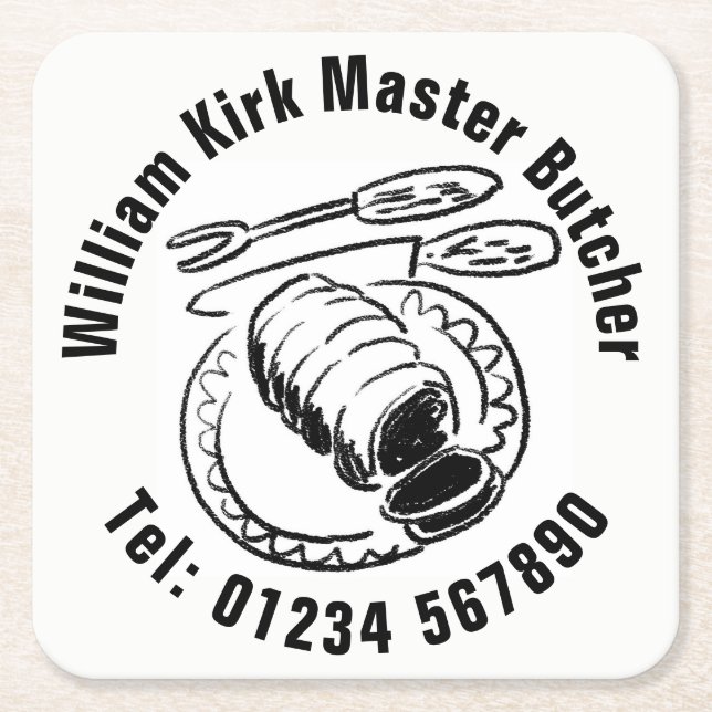 Porta-copo De Papel Quadrado Master Butcher Bebida Coaster (Frente)