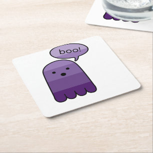 Porta-copo De Papel Quadrado Mauve Purple Boo Ghost Square Paper Porta copos
