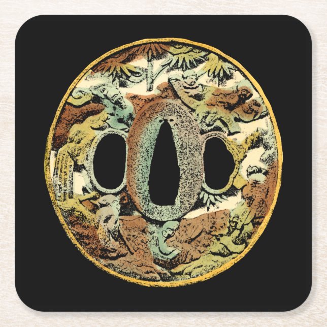 Porta-copo De Papel Quadrado Medalhão Gilded Asiático pelo Vision Studio (Frente)