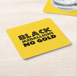 PORTA-COPO DE PAPEL QUADRADO MEDALHES PRETOS SEM DOURADO