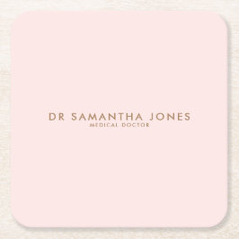 Porta-copo De Papel Quadrado Médico Moderno Minimalista Rosa Profissional