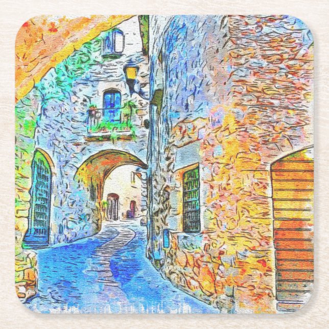 Porta-copo De Papel Quadrado Medieval Cêntica abstrato (Frente)