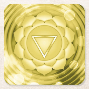 Porta-copo De Papel Quadrado Meditação Espiritual de Chakra Zen Yoga, Dourada E