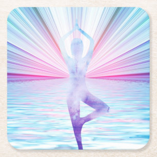 Porta-copo De Papel Quadrado Meditação Yoga Zen Pastel Cor