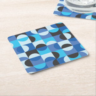 Porta-copo De Papel Quadrado Meia circunferência meio século Turquesa Azul Pret