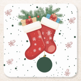 Porta-copo De Papel Quadrado Meias de Natal e Presentes de Natal Design de Fér