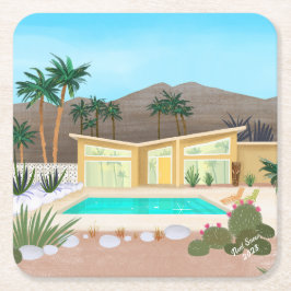 Porta-copo De Papel Quadrado Meio século Moderna Piscina House