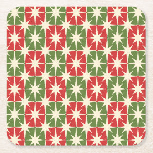 Porta-copo De Papel Quadrado Meio século Moderno de natal Retro Starbursts