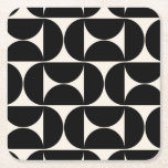 Porta-copo De Papel Quadrado Meio século Padrão Vintage Moderno Preto e Branco<br><div class="desc">Padrão Moderno do Meio século Retroativo - Formas Geométricas do Abstrato - Padrão Minimalista em preto e branco creme.</div>