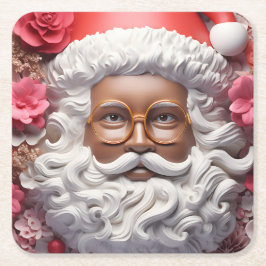 Porta-copo De Papel Quadrado Melanin Xmas Black Christmas Sant Claus Bruh Sista